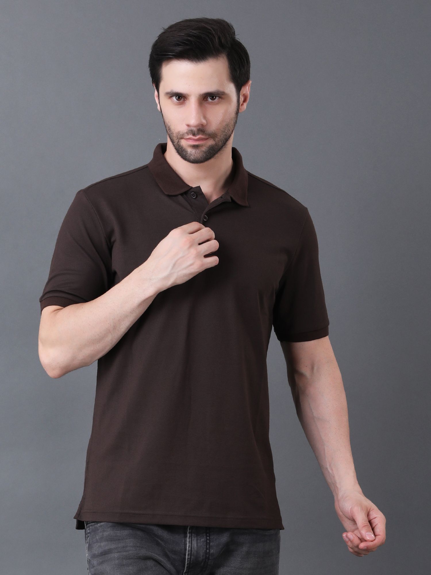 Premium Textured Polo Brown