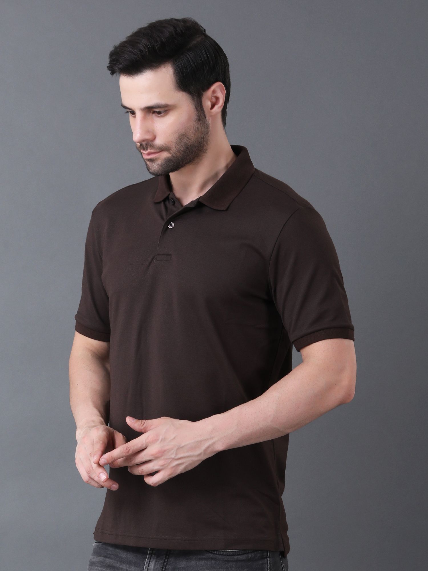 Premium Textured Polo Brown