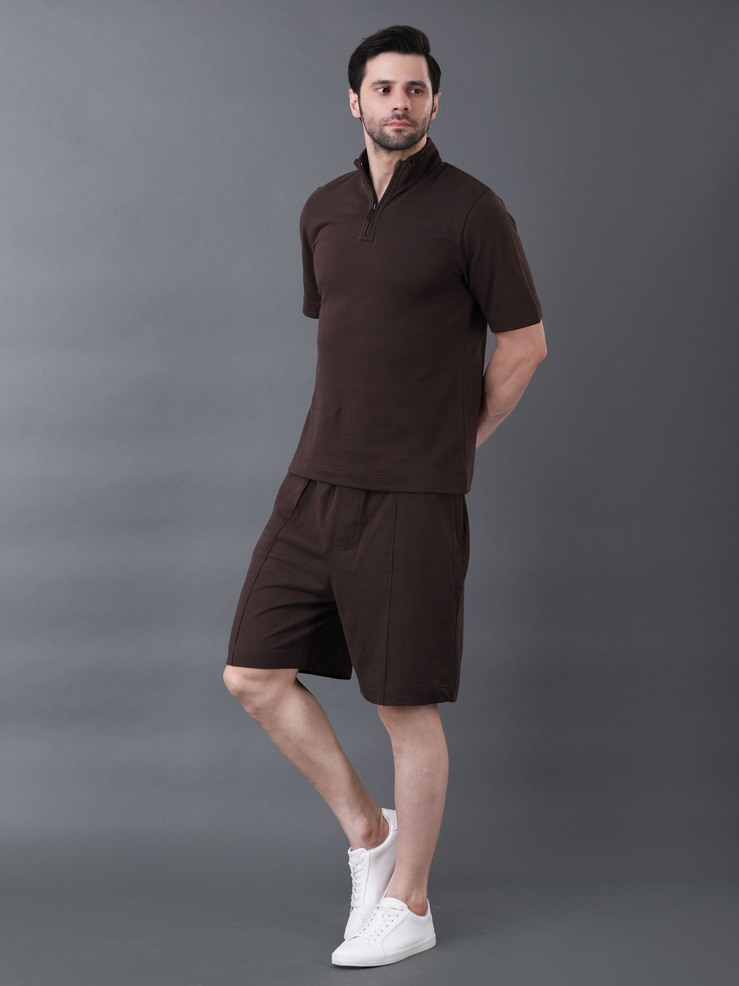 Full Cotton Coat Set Brown